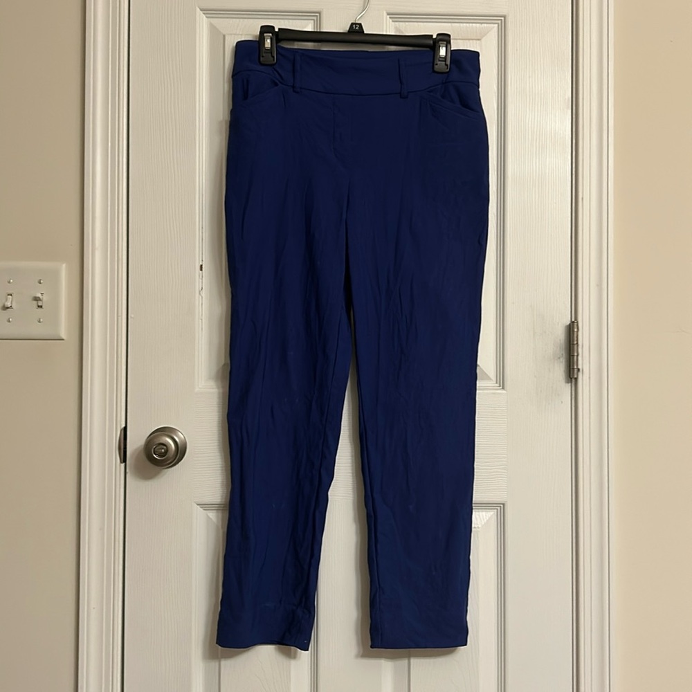 Hilary Radley Royal Blue Stretch Pants Tummy Control Rayon-Blend Size Medium